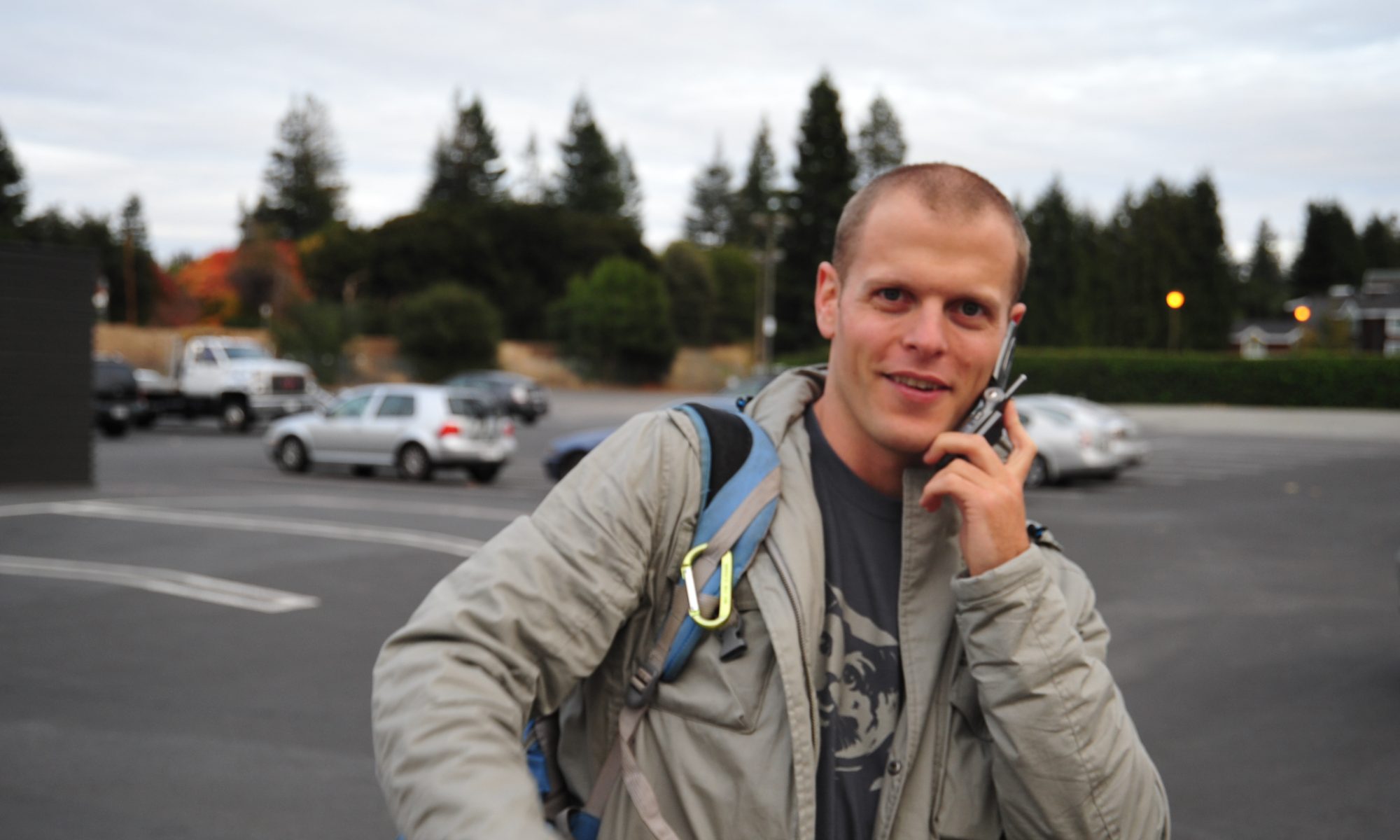 Tim Ferriss in November 2008, talking on a mobile phone.